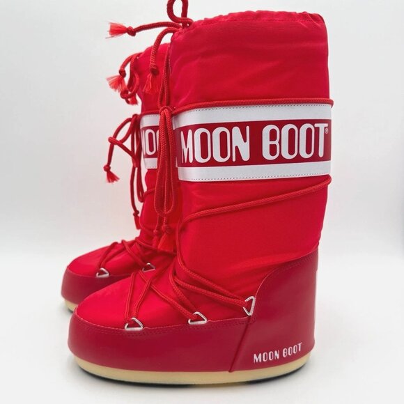 MOON BOOT Icon Water Resistant Winter Snow Boots 4.5-7 Women's / 35-38 EU Red